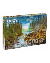 Пъзел Enjoy от 1000 части - Дървена колиба край брезите